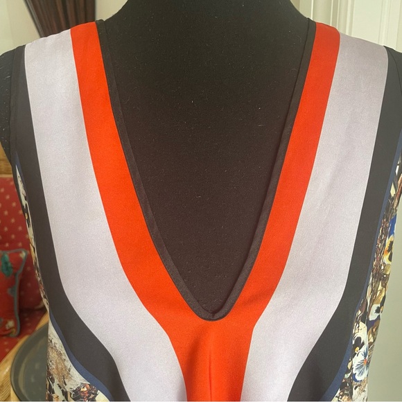 Anthropologie CLOVER CANYON Sleeveless Print Swing Top! Floral and Stripes. Med - Picture 4 of 12